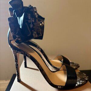 Black and silver Gianvito Rossi high heels with bows